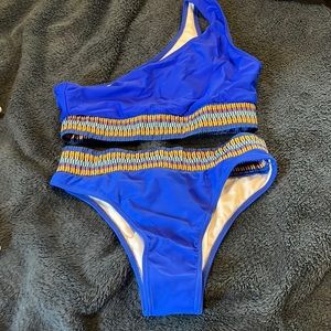 high waisted shein blue bikini